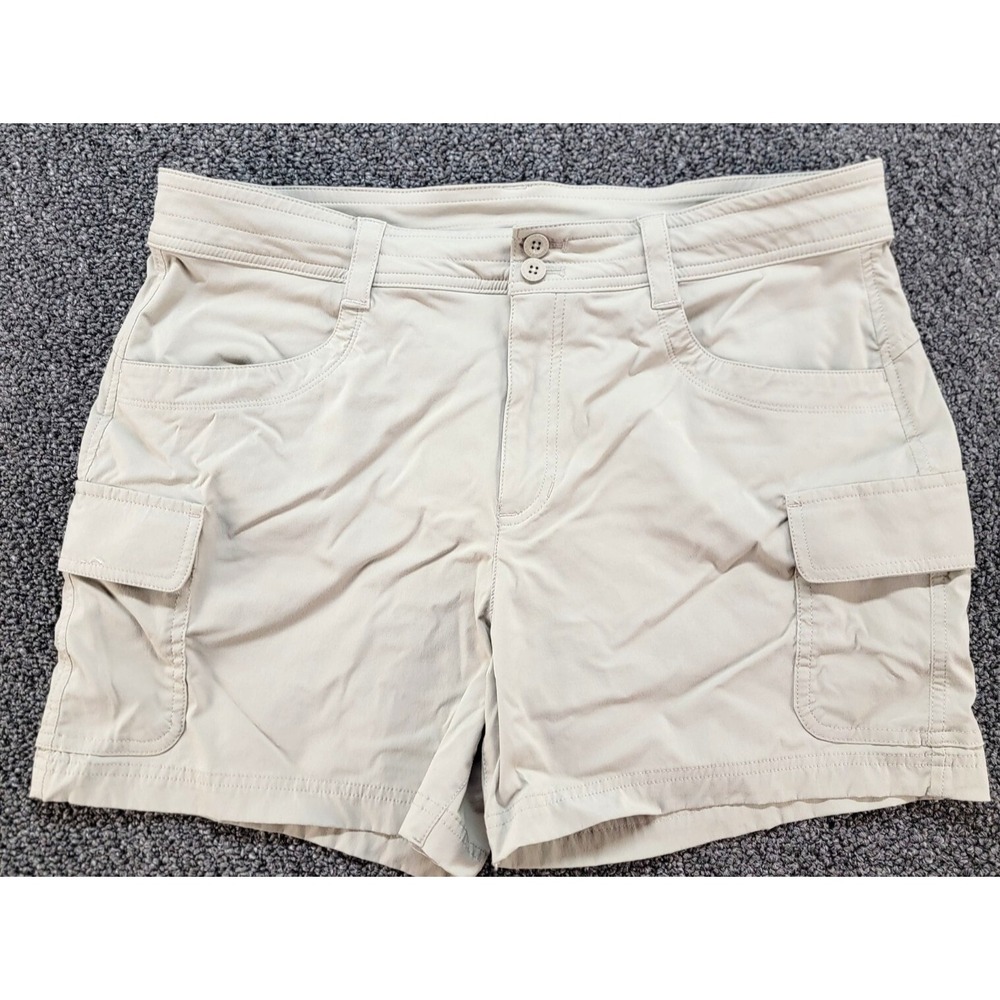 Eddie Bauer Shorts Womens 16 Light Khaki Travex Cargo Stretch Hiking Camping 5"